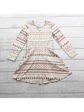 The Children's Place Girls Snow Fairisle Pattern Long Sleeve Dress M 7-8